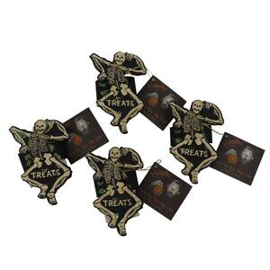 Bethany Lowe Hobgoblins Bruce Elsass Set 4 Skeleton Glittered Napkin Rings NEW